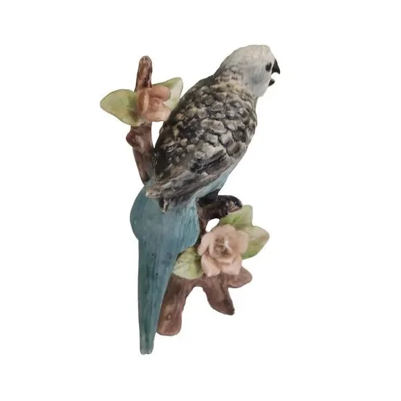 3 Schwabe Bird Figurines Multicolor  Handpainted Cardinal Wren Parakeet Signed - Picture 7 of 16